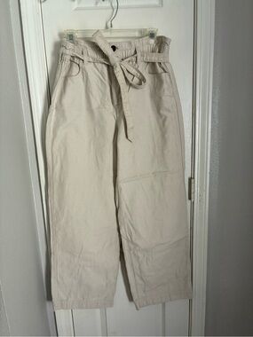 J. Crew Cream Paperbag Waist Pants with Tie